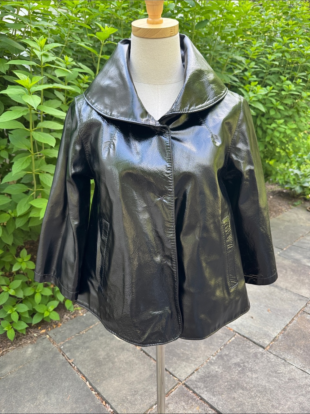 Elie Tahari Glossy Black Patent Leather Jacket